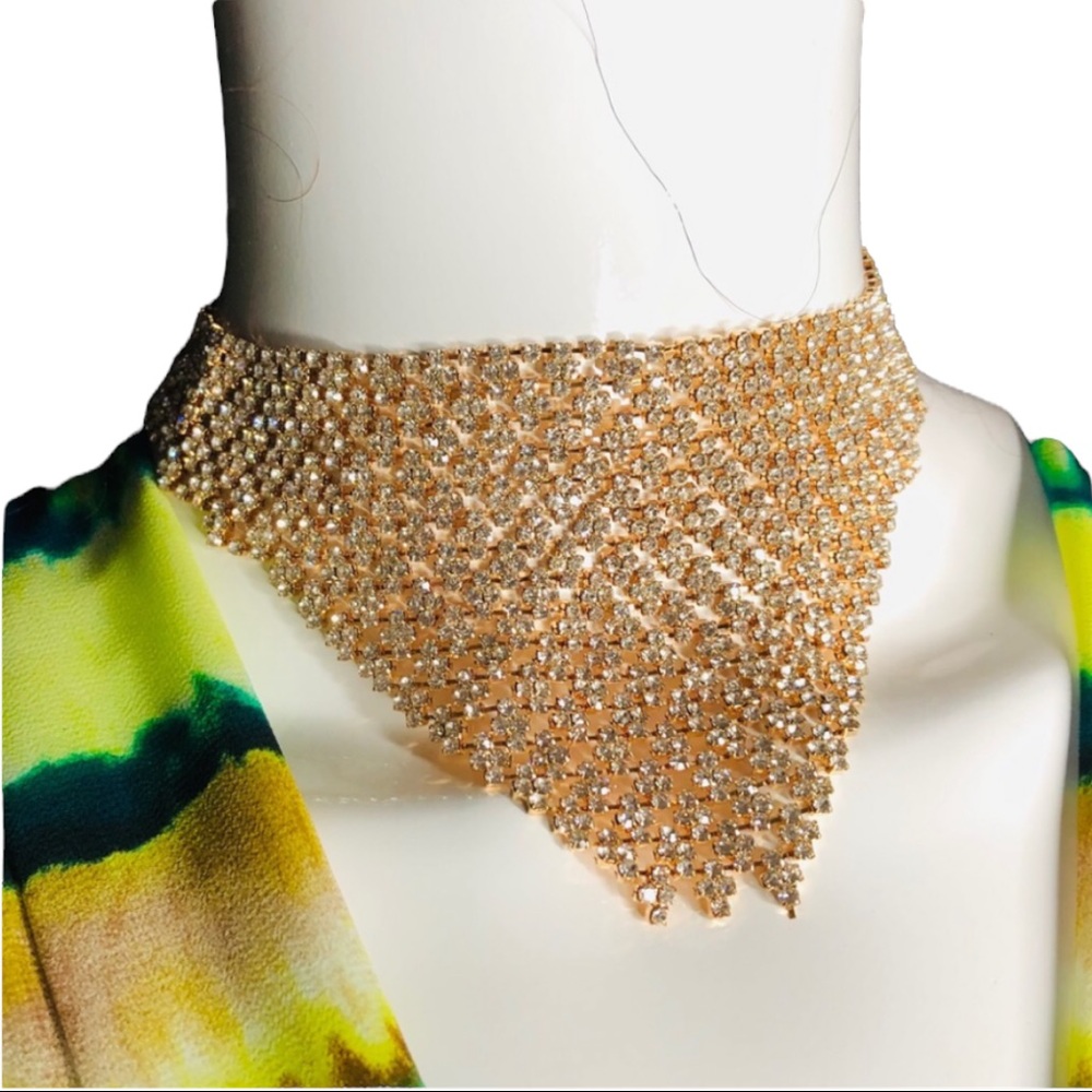 Silver plated statement choker necklace